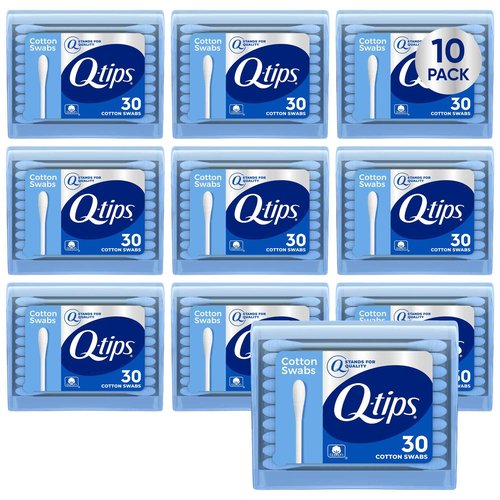 Q-tips Cotton Swabs 30 Count 10-Pack – Travel-Size Q-tips with Soft Tips, Makeup Tools, Beauty, Personal Care & Household Essentials