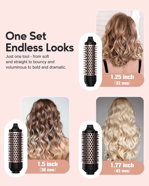 Terviiix PRO Thermal Brush Set for Voluminous Style, Non-blowing Heated Round Brush with Adjustable Temp, 3-in-1 Curling Brush with Detachable Head(1.25'',1.5'',1.77''), 20S Fast Heating with Dual MCH