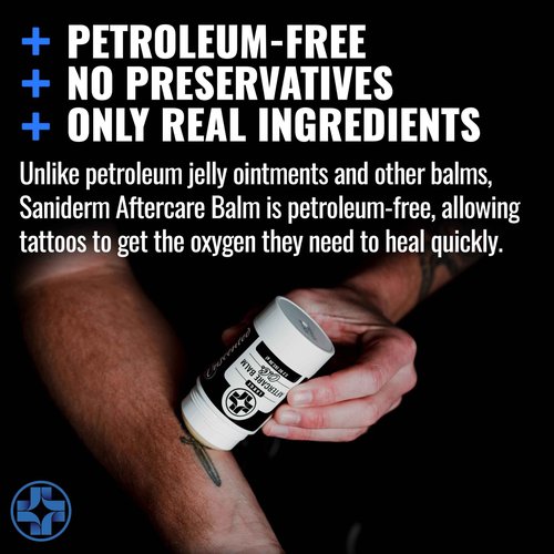Saniderm Original Tattoo Aftercare Balm - Large (2.2 oz) – Petroleum-Free, Fragrance-Free Natural Tattoo Moisturizer Made with Hydrating Shea Butter – Heals New Tattoos, Rejuvenates Old Tattoos