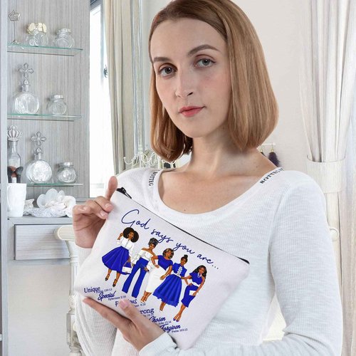 WZMPA Sorority Zeta Cosmetic Makeup Bag Finer Women Gift God Says You Are Sorority Makeup Zipper Pouch Bag Zeta Paraphernalia (God Says Zeta)