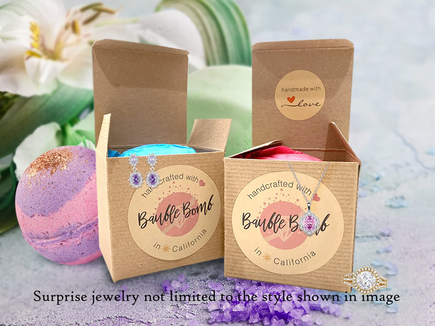 Ivy & Bauble Handmade Aromatherapy Bath Bomb with Surprise Ring Inside | Spiced Fruit Scent | Made in USA | Large 10 oz | Ring Size 10