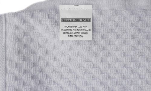 COTTON CRAFT Bath Mitt - Exfoliating Glove - Set of 6 Euro Spa Waffle Weave Towel Mitts - 100% Cotton Body Shower Glove Washcloth with Hanging Loop - Sensitive Skin Friendly - Large 5.5x10 - White