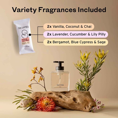 Tirtyl Hand Soap Duo Kit - 2 Glass Foaming Dispensers + 6 Tablet Refills - Compostable Packaging - Variety Fragrances - 48 fl oz total (makes 6x 8 fl oz bottles of soap)