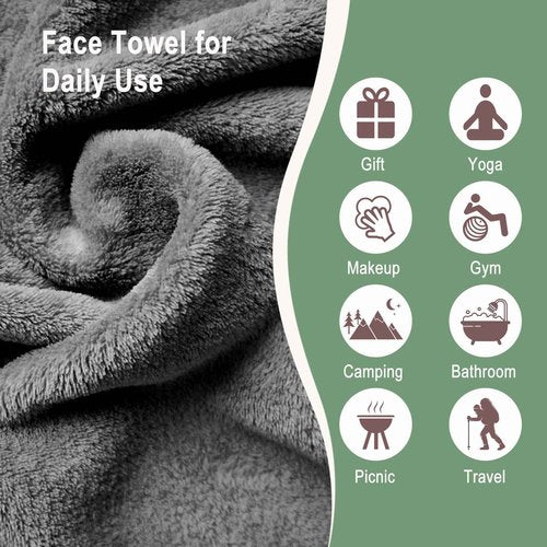 KODAMO Makeup Remover Cloth, 13" x 7" Microfiber Face Cloths for Washing Face, Reusable Soft Makeup Remover Towels for Women, Gray