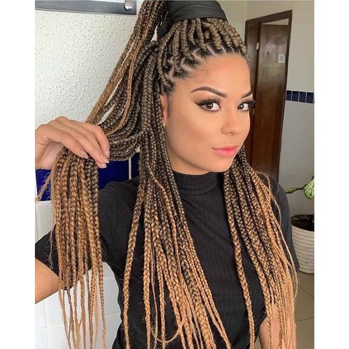 Ombre Brown Crochet Box Braid 30inch 6 Packs Midium Size Premium Synthetic Crochet Braids Waist Length Individually Prelooped Handmade Soft Braids Hair Extension For Girls Women(30inch M1B30)