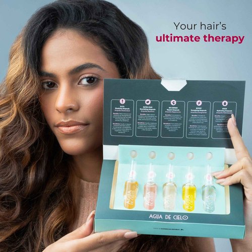 Agua de Cielo Hair Therapy Complex 5 - Professional-Style Hair Ampoules Treatment, Intense Nourishment, Hydration, Repair, Growth & Elasticity, With Hyaluronic Acid - 5 Ampoules of 10ml