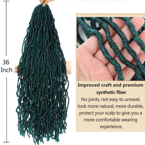 Faux Locs Crochet Hair 36 Inch 7 Packs Soft Locs Long Crochet Locs Goddess Locs Natural Synthetic Pre looped Crochet Braids For Butterfly Locs Crochet Hair (36 Inch (Pack of 7), Malachite Green)
