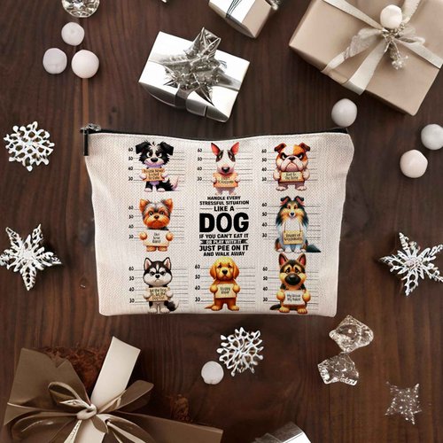 Dog Makeup Bag, Dog Mom Gifts, Dog Gifts for Women, Gifts for Dog Lovers, Cute Dog Puppy Cosmetic Bag Toiletry Bag for Women, Dog Owner Gifts for Women, Dog Mom Stuff