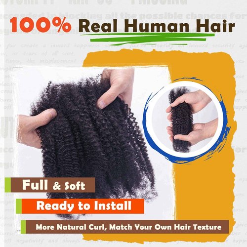 Afro Kinky-Curly Human Hair Bulk for Twist, Dreadlocks Making, Repairing and Extending Locs,100% Afro Kinkys Bulk Human Hair Natural Black Color, 16inches, 50g/pack Can be Dyed