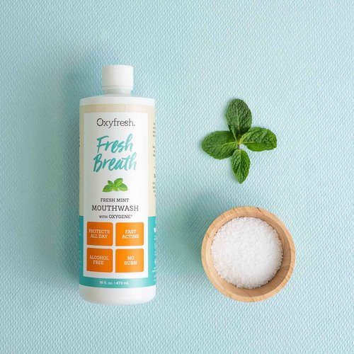 Oxyfresh Fresh Breath Fresh Mint Mouthwash – Dentist Recommended for Long-Lasting Fresher Breath & Healthy Gums | Alcohol & Fluoride Free (1-16 oz Bottle) (Pack of 2)