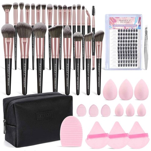 MAGEFY Makeup Brush Set 40 Pcs Makeup Tool Set Premium Synthetic Foundation Powder Concealers Eye shadows Blush Makeup Brushes(Black)