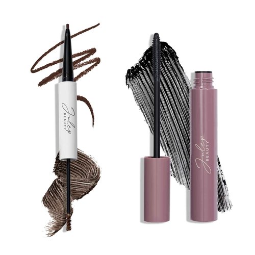 Julep 2-in-1 Eyebrow Pencil & Tinted Brow Gel - Dark Brown (Waterproof, All Day Hold) + Length Matters Buildable Lengthening Lash Mascara - Black