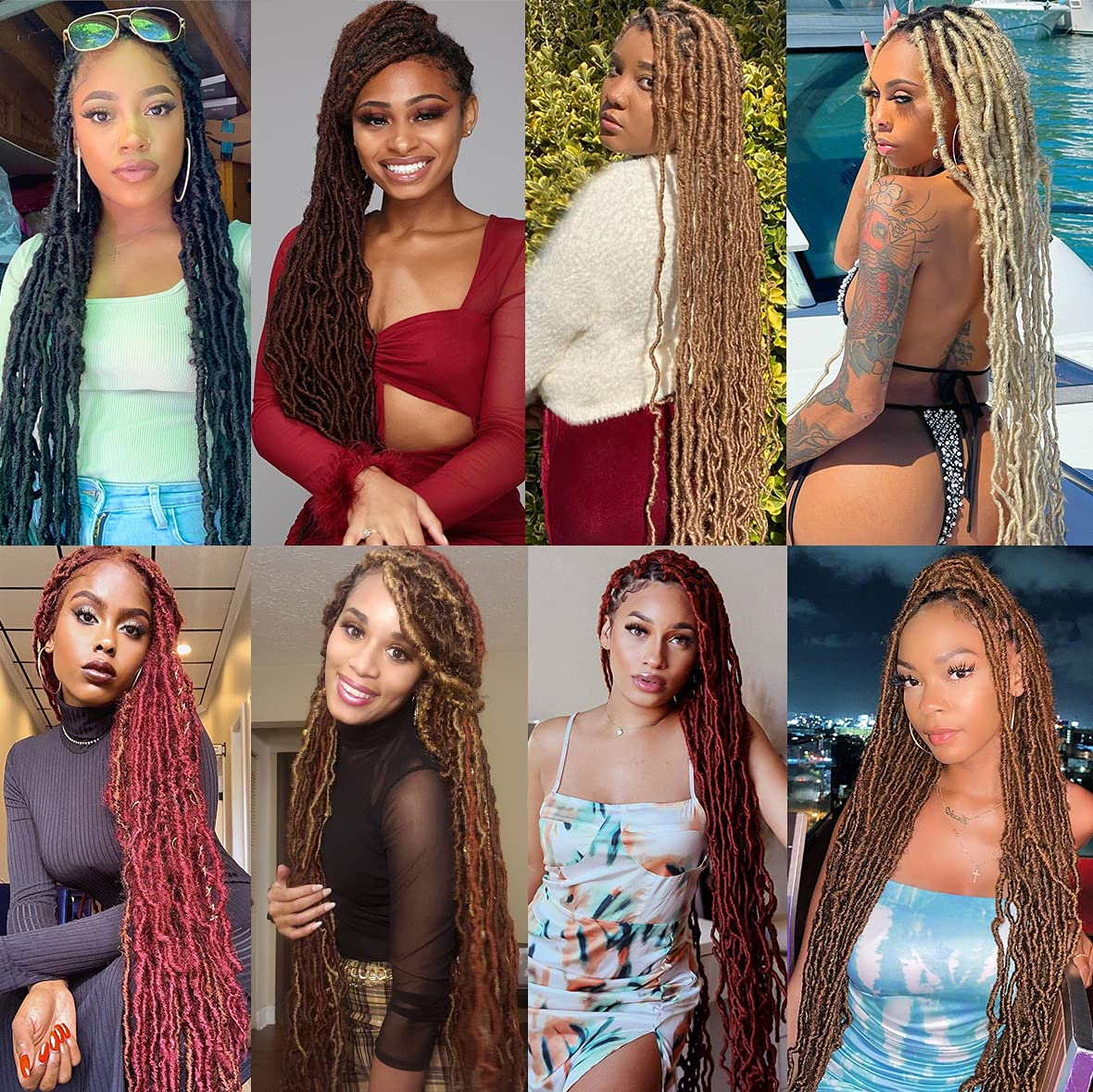 ZRQ 30 Inch New Faux Locs Crochet Hair,6 Packs Pre-looped Extended Distressed Soft Locs For Black Women, Synthetic Goddess Locs Hair Afro Roots Crochet Locs 1B#