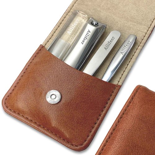 AILIFEER Manicure Set, 4-in-1 Stainless Steel Professional Nail Clippers and Nail Cutters Kit, Includes Nail Filer,Cuticle Trimmer,with Portable Travel Case,Gifts For Women Men,Pedicure Tools For Feet