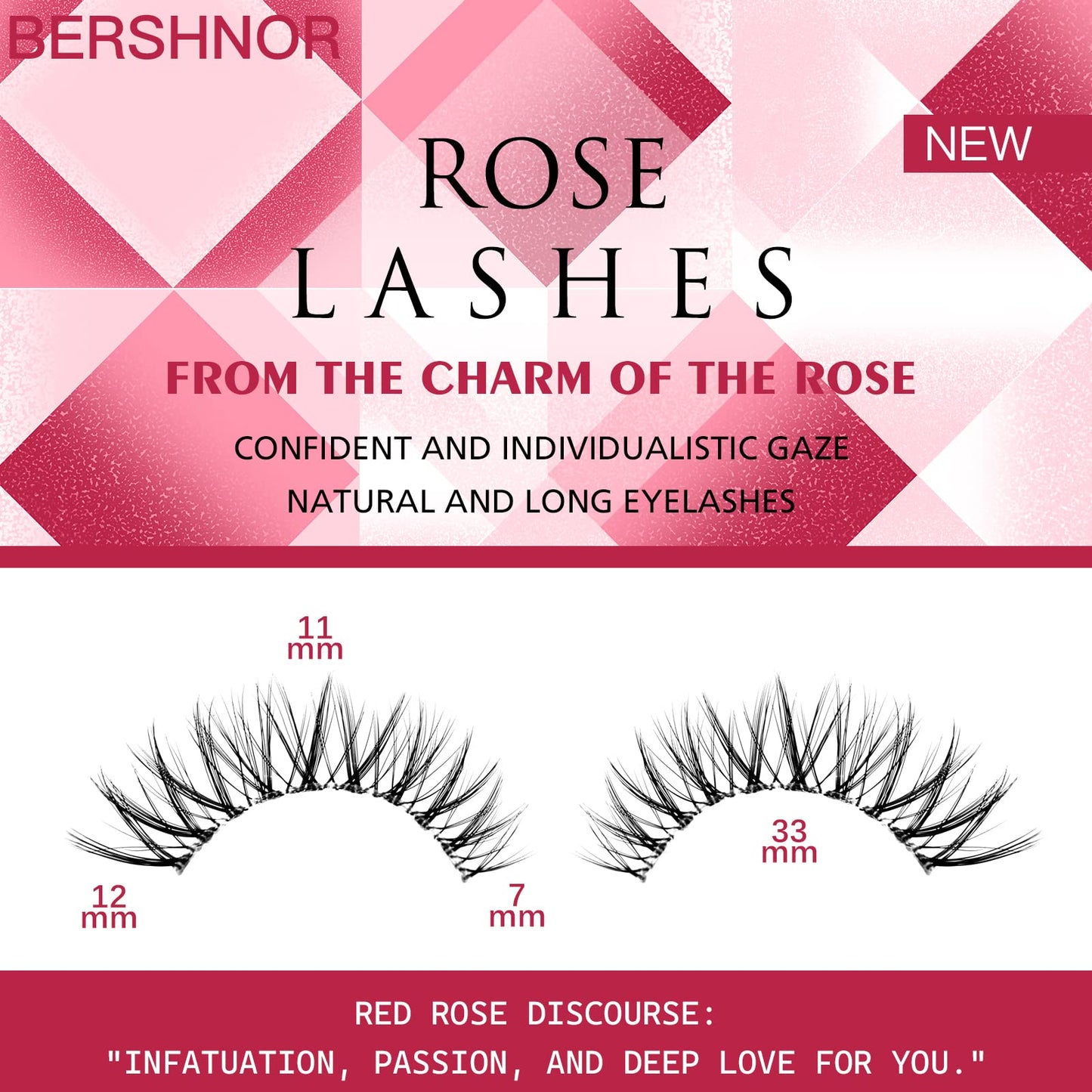 Bershnor False Lashes 3D Cat-Eye Volume Eyelashes Clear Band Lashes Natural Look Faux Mink Invisible Strip Wispy Fake Lashes 10 Pairs