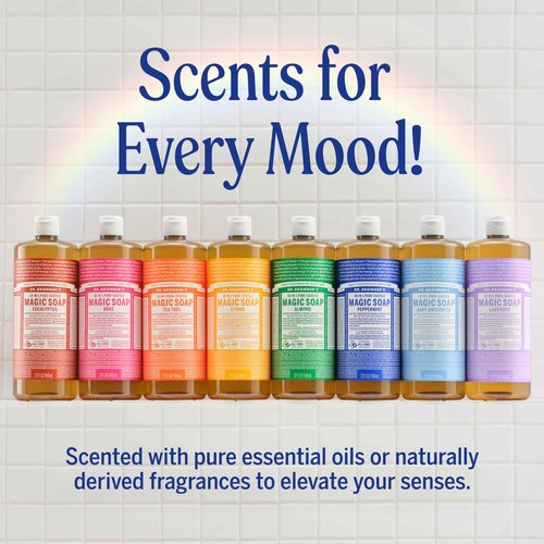 Dr. Bronner's Pure-Castile Magic Soap Liquid (Tea Tree, 32 ounce, 2-Pack) - Made with Regenerative Organic Certified Oils, 18-in-1 Uses: Body, Hair, Laundry & Dishes, Concentrated, Vegan, Non-GMO