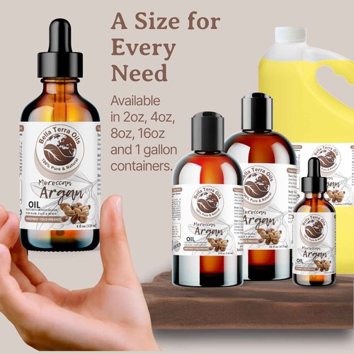 Bella Terra Oils - Argan Oil 16oz - Unrefined & Pure, Unlock the Magic of Moroccan Argan, Immerse in Natural Hair & Skin Nourishment