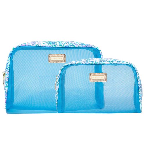 Lilly Pulitzer Clear Zipper Pouch, Cute Pencil Case for Adults, Travel Toiletry Bag, Small Pouch Bag for Supplies, Makeup or Toiletries, Just a Pinch
