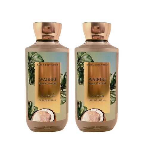 Bath & Body Works Shower Gel, Gift Set of 2, 10oz Each (Waikiki Beach Coconut)