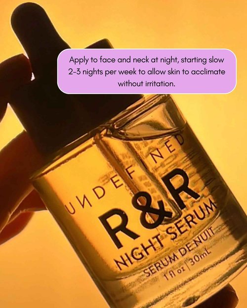 Undefined Beauty NEW R&R Night Serum Retinal Face Oil (retinaldehyde) with Blue Tansy, Tamanu, Bakuchiol, Squalane, Borage, Rosehip to repair and smooth for youthful skin, 1oz
