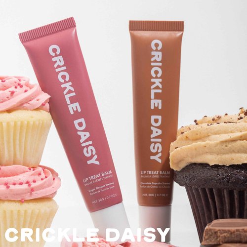 Crickle Daisy Lip Treat Balm - Hydrating & Nourishing Lip Balm with Avocado, Olive, and Coconut Oils - Softening Lip Moisturizer & Protection for Very Dry Lips - 1x Sugar Blossom & 1x Chocolate, 0.7oz