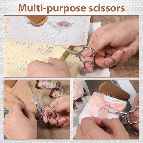 3.9” Stainless Steel Beauty Scissor, Multi-Purpose Eyebrow Scissors, Small Scissors Beauty for Women Men, Precision Grooming Mini Eyebrow Scissor for Hair, Eyebrows, Beards, Nose with PU Sheath