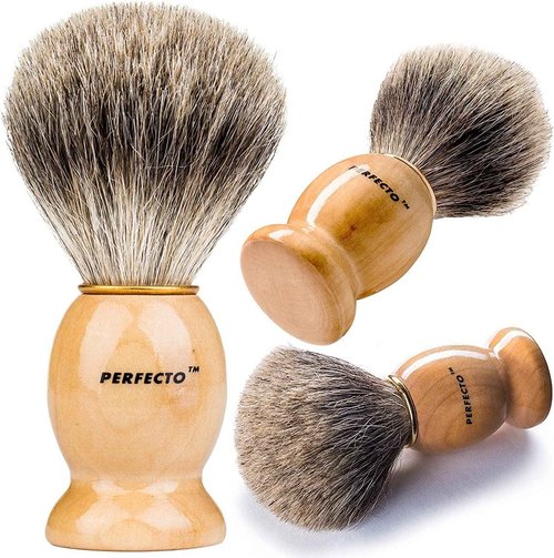 Brown Badger Shaving Brush and Shaving Bowl