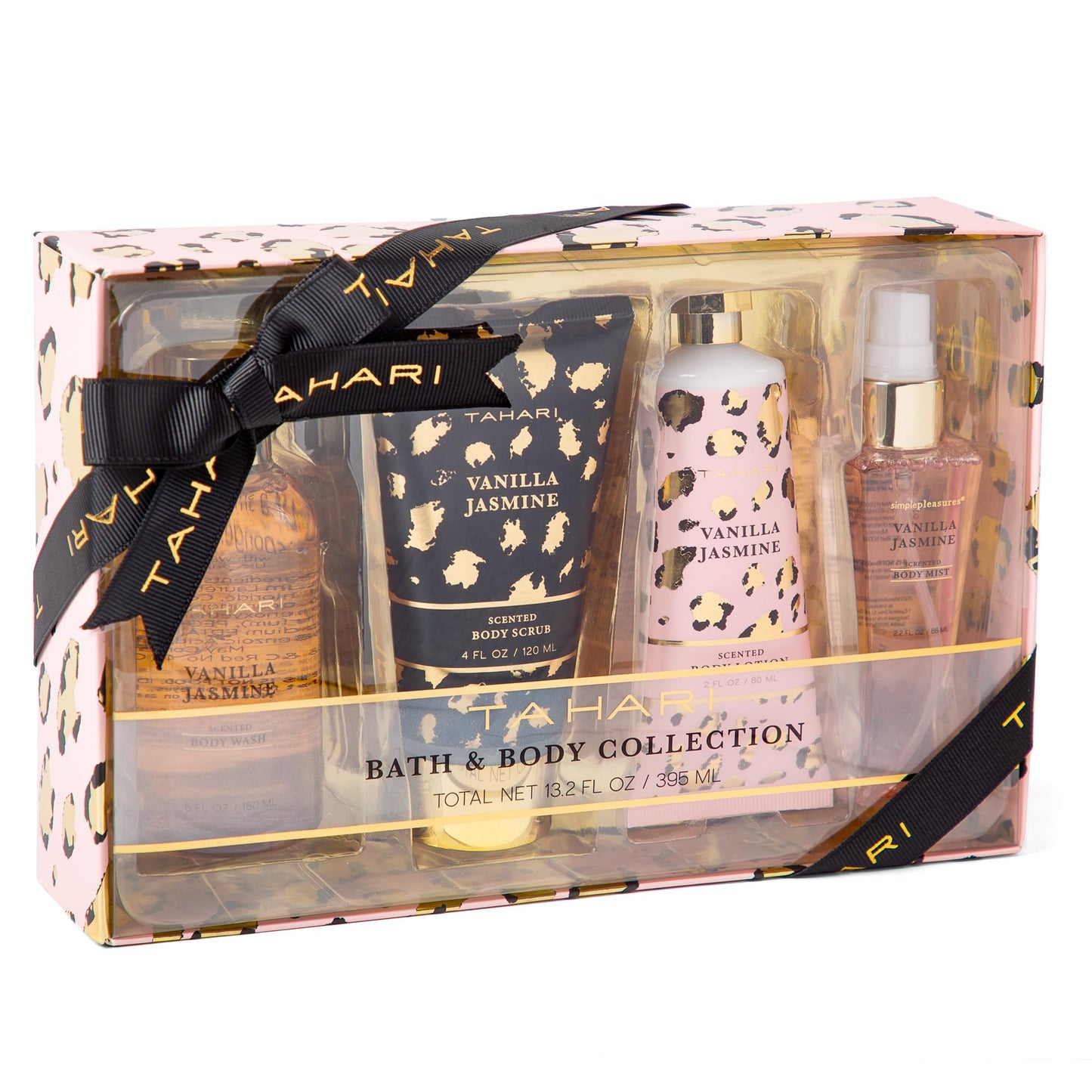 Tahari Spa Gift Set for Women, Vanilla Jasmine Spa Set, Bath Kit for Women Gift Set Includes Body Lotion, Body Wash, Hand Cream, Lotion Gift Set for Women, Birthday Gifts For Women - (Leopard)