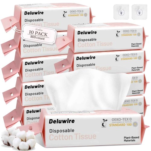 800 Count Disposable Face Towels, Soft & Skin Friendly Face Towelettes Disposable, Facial Tissue Dry Wipes for Women Cleansing