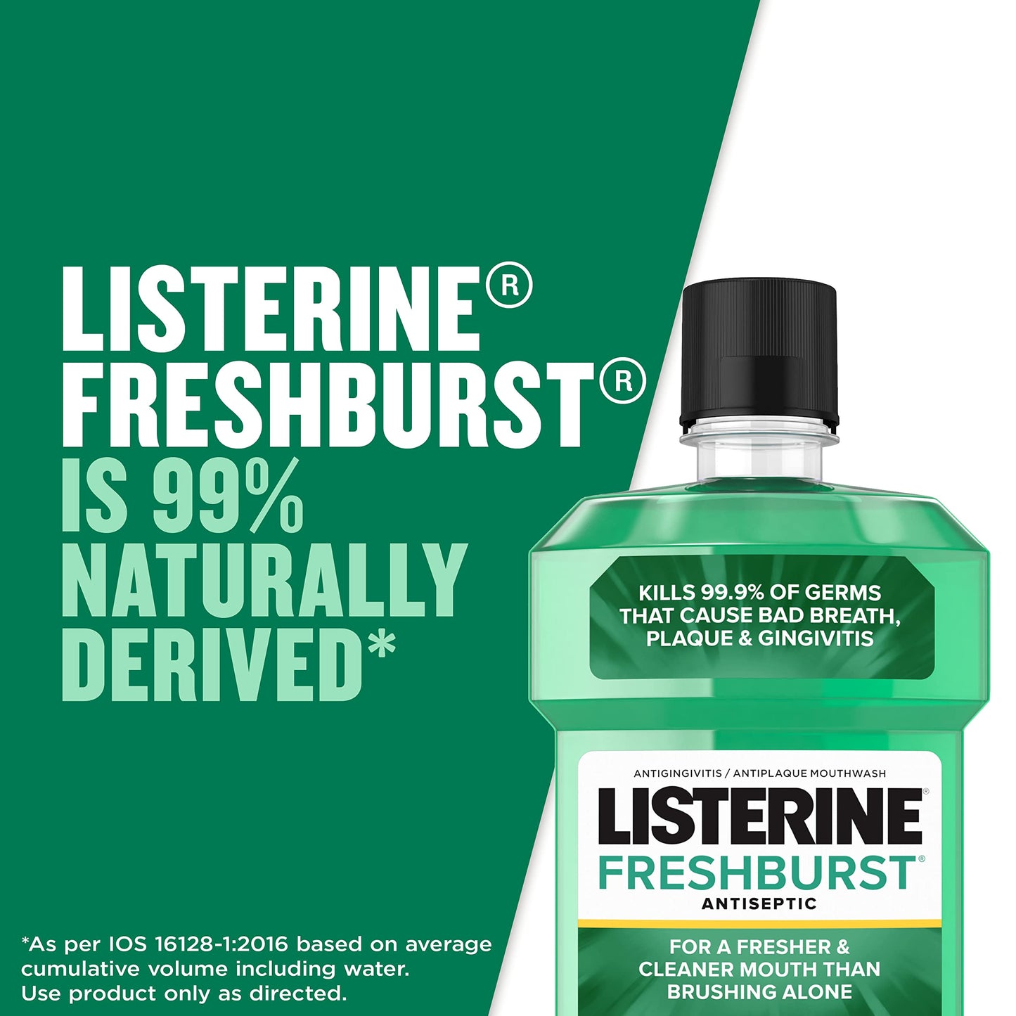 Listerine Freshburst Antiseptic Mouthwash for Bad Breath, Kills 99% of Germs That Cause Bad Breath & Fight Plaque & Gingivitis, ADA Accepted Mouthwash, Spearmint, 8.5 Fl. Oz (250 mL) (Pack of 2)