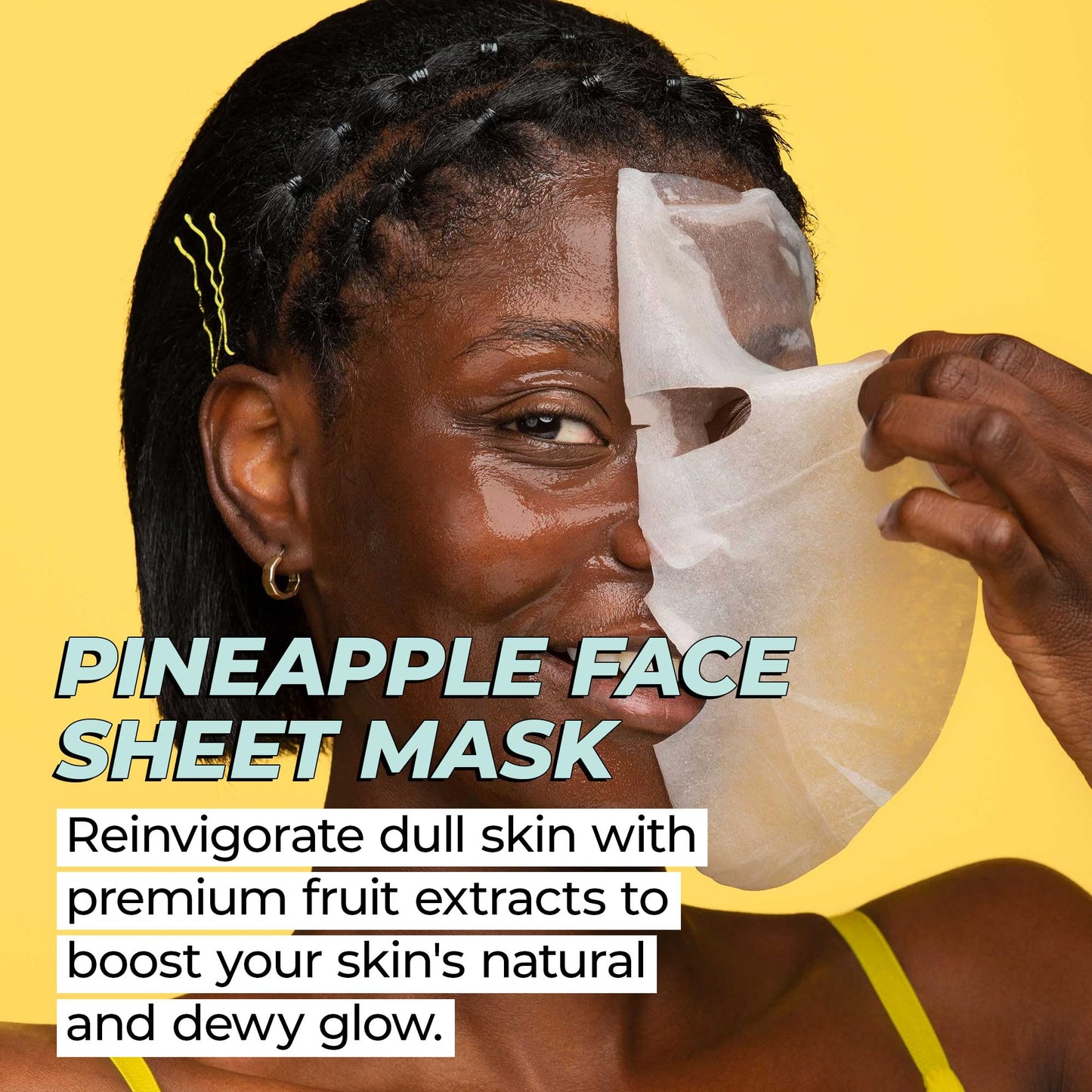 Vitamasques Pineapple Face Sheet Mask 7 Pack - Boost Skins Natural & Dewy Glow with Vitamin C, Hyaluronic Acid, and Pineapple Extracts