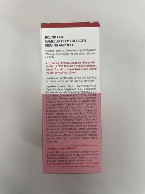 ROUND LAB Camellia Deep Collagen Firming Ampoule 1.01 Fl Oz, Hydrating and Elasticity-Enhancing Facial Serum with Multi Collagen for Smooth Fine Line and Firm Skin, Pore Tightening, Korean Skincare