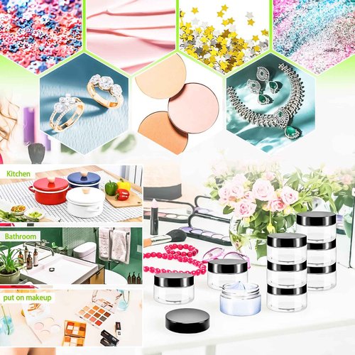 MotBach 20 Pack 4oz Plastic Jars with Lids, 120ml Round Clear Cosmetic Containers Makeup Jars,Travel Size Containers Jar for Lotion Cream Eyeshadow Samples Ointment Salve Balm Powder Travel Storage