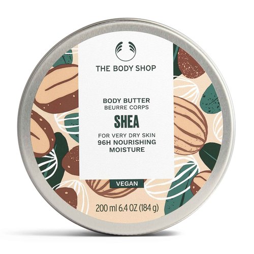 The Body Shop Shea Body Butter, 96H Nourishing Moisture, For Very Dry Skin, Vegan | 200 mL / 6.4 Oz (184g)