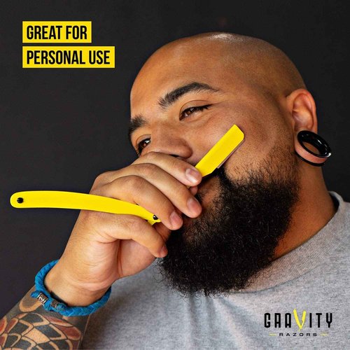 Professional Straight Razor Bundle - Stainless Steel Straight Edge Razor with 20 Gravity Premium Blades ("The OG", Dynasty)