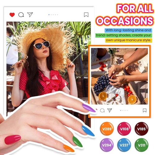 VANREESA Gel Nail Polish Kit with U V Light 74 Pcs Gel Polish Nail Set 56 All Season Colors Nail Polish Set + Base and 4 Effects Top Coat with Manicure Tools Complete Nail Kit Gifts for Women