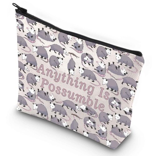G2TUP Opossum Lover Cosmetic Bag Possum Makeup Bag Anything Is Possumble Funny Possum Zipper Bag Gift (Possumble New)