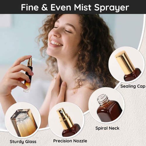 Segbeauty 0.5oz Mini Perfume Atomizer, 2pcs Empty Glass Perfume Spray Bottles, 15ml Refillable Travel Bottle for Fragrance, Cologne Atomizer Sprayer with Refill Tool, Cologne Sprayer Bottle