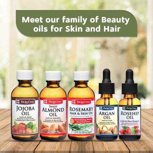 De La Cruz Pure Olive Oil - Natural Expeller Pressed Olive Oil for Hair and Skin - Lightweight Body Oil for Dry Skin 8 Fl Oz (Pack of 2)