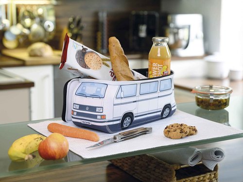 BRISA VW Collection - Volkswagen Neoprene Universal Makeup Cosmetics Toiletry Travel Pharmacy Bag in T3 Bus Vanagon Design (White/Large)