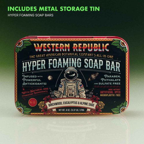 Western Republic Hyper Foaming Soap Bar | Birchwood, Eucalyptus & Alpine Sage and Tropic Rum & Nautical Sea Salt | Hydrating & Anti-Aging Ingredients | (2 Pack) | Made in USA