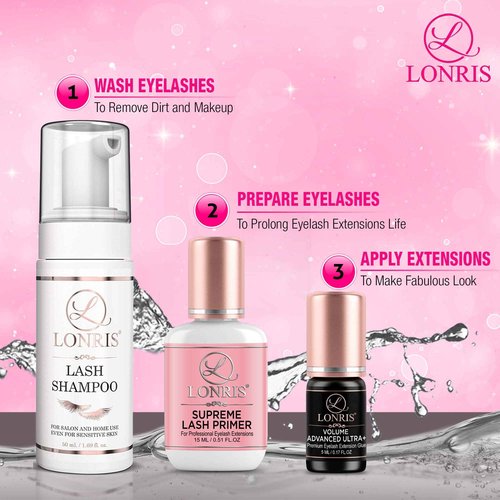 7-8 Weeks Retention/Eyelash Extension Glue Volume Advanced Ultra+ LONRIS Lash 5 ml/1-2 Sec Drying time/Maximum Bonding/Semi-Permanent Extensions Supplies/Professional Use Only Black Adhesive