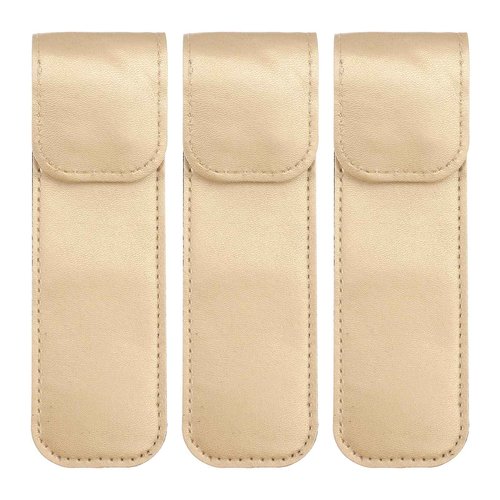 3pcs Protective Case Eyelash for False Lashes Lash Kit Leather Kit Pu Leather Covers Eyelash Grafting Tweezer Cover Pu Sleeve Golden