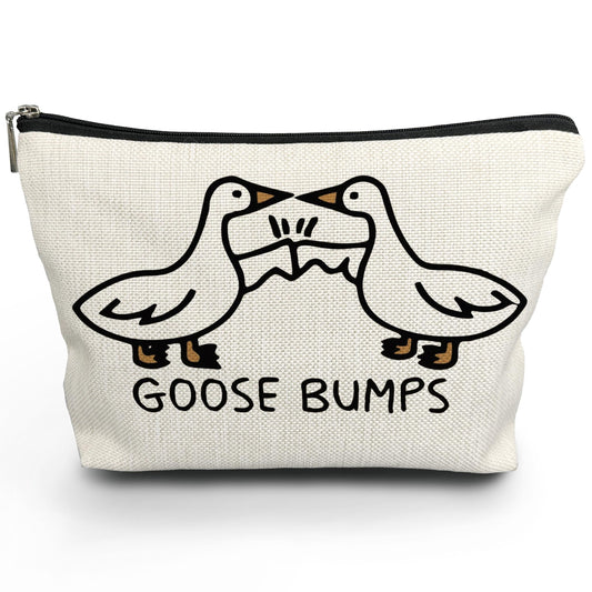 NATSUNO Funny Goose Makeup Cosmetic Bag for Women - Goose Gifts for Women, Funny Goose Gifts, Funny Gifts for Women Friends, Goose Bumps Small Makeup Bag Pouch for Purse