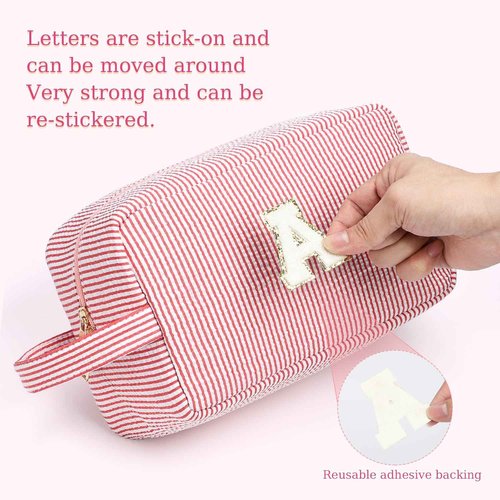 Etercycle Large Makeup Bag, Personalized Initial Cute Pink Makeup Case Bag Cosmetic Large Toiletry Make Up Bags With Zippered Inside Pocket L