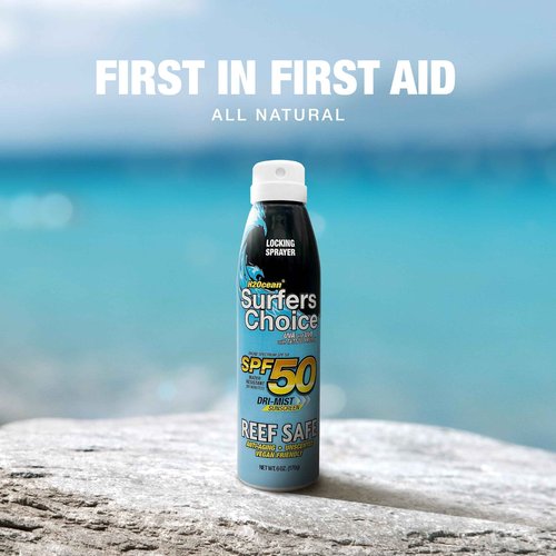 H2Ocean Surfers Choice SPF 50 Spray - Quick-Drying Sunscreen Spray for Tattoo Aftercare & UV Protection - Reef-Safe Sun Protection for All Ages - 6 oz (Pack of 2)