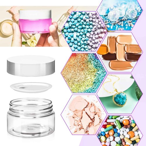 MotBach 20 Pack 1oz Plastic Jars Containers, 30ml Travel Size Container Jars with Lids, 30g Small Travel Cosmetic Container Jar for Toiletries Cream Makeup Cosmetic Salves Sample Slime Lip Balm Lotion