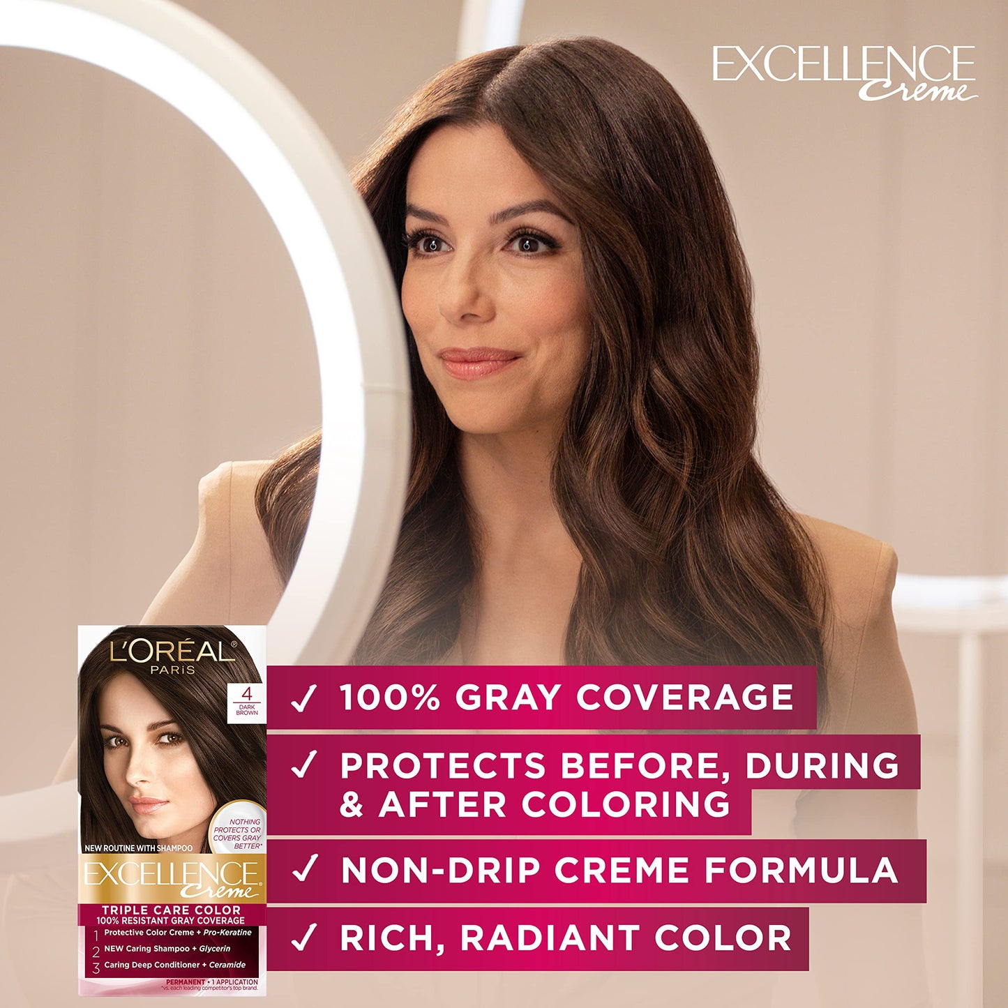 L'Oral Paris Excellence Crme Permanent Hair Color, 6G Light Golden Brown, 2 COUNT 100% Gray Coverage Hair Dye