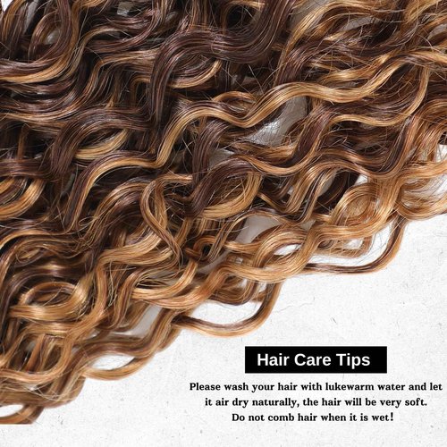 ALHER 12A Water Wave Ombre Single Bundles, Soft Thick P4/27 Honey Blonde Highlight Bundles Wet and Wavy, Brown Highlight Colored Curly Human Hair Bundles 100% Brazilian Virgin Remy Hair 12 Inch