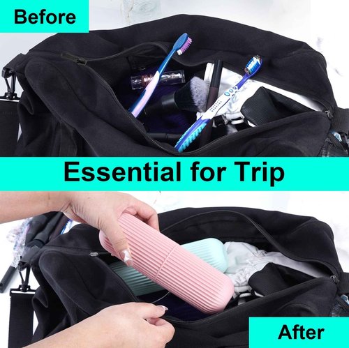 UCEC Travel Toothbrush Case, Toothbrush Holder Travel, Toothbrush Case for Traveling, Camping, Home, School, Business, Bathroom, 2 Pack (Green, Pink)